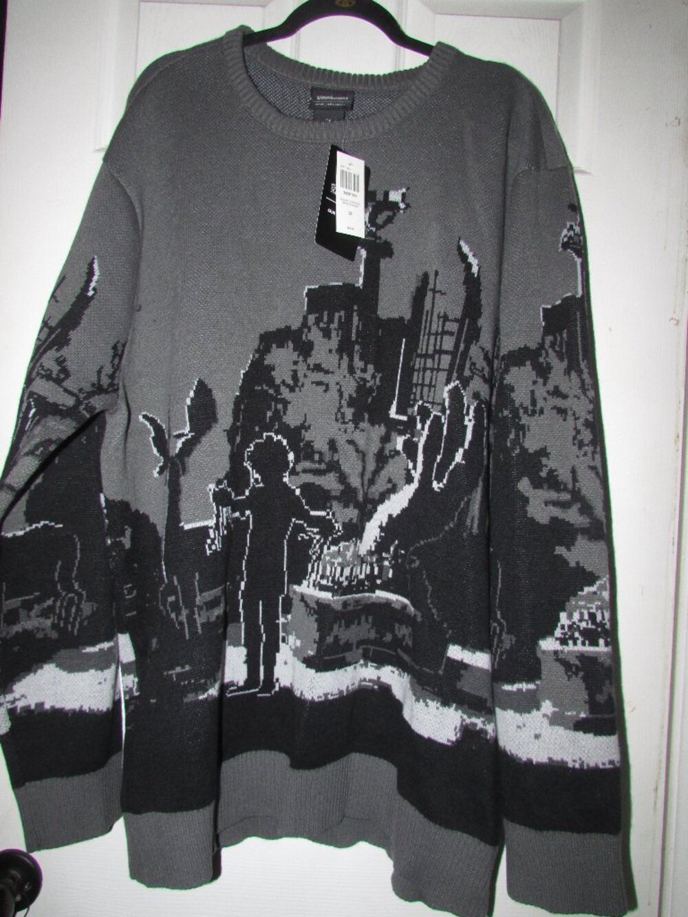 Our Universe Edward Scissorhands Courtyard Scene Intarsia Sweater MenSize 2X NWT